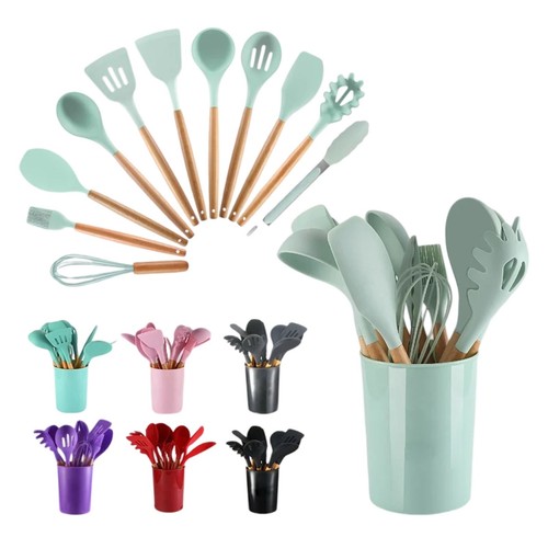 12pc silicone cooking utensils - silicone,